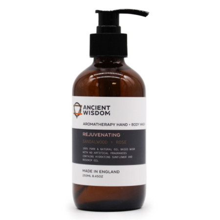 Gel douche mains et corps au bois de santal et à la rose 250 ml
