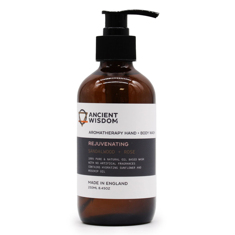 Gel douche mains et corps au bois de santal et à la rose 250 ml