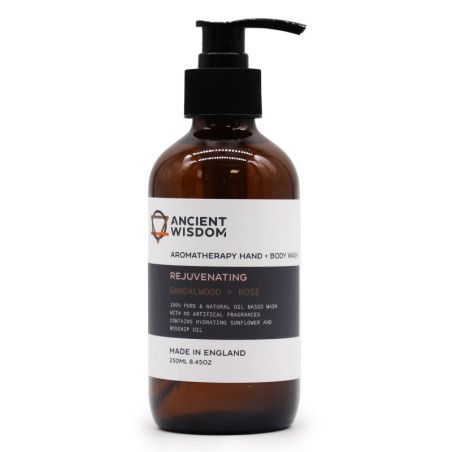 Gel douche mains et corps au bois de santal et à la rose 250 ml
