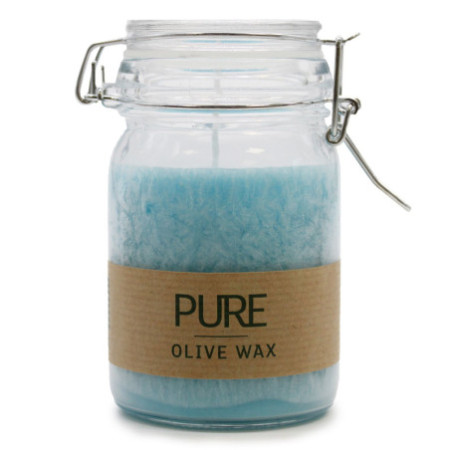 Bougie en pot en cire d'olive pure 120 x 70 cm - Turquoise