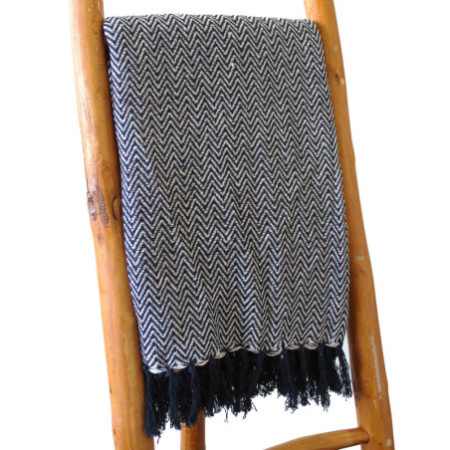 Plaids Boho Comfort - Zigzag bleu marine