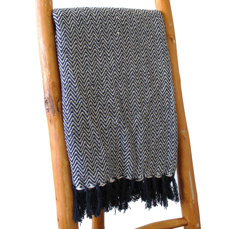 Plaids Boho Comfort - Zigzag bleu marine