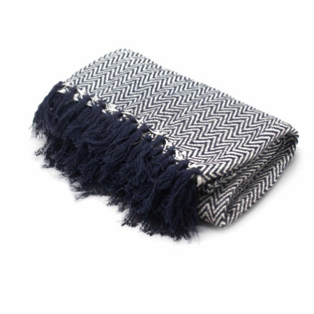 Plaids Boho Comfort - Zigzag bleu marine