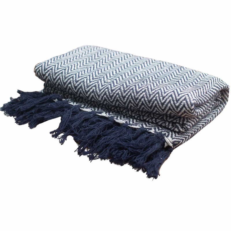Plaids Boho Comfort - Zigzag bleu marine