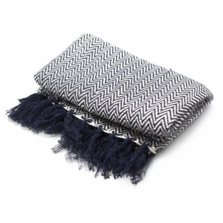 Plaids Boho Comfort - Zigzag bleu marine