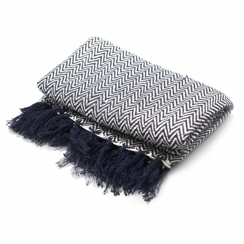 Plaids Boho Comfort - Zigzag bleu marine