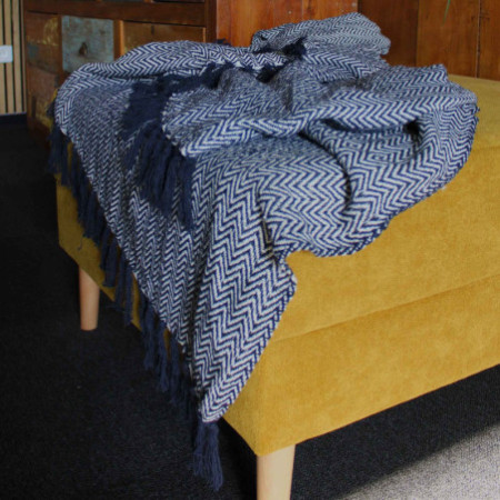 Plaids Boho Comfort - Zigzag bleu marine