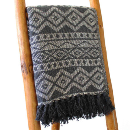 Plaids Boho Comfort - Motif géométrique gris