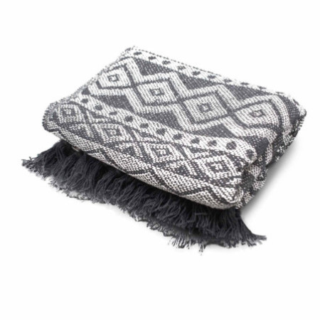 Plaids Boho Comfort - Motif géométrique gris