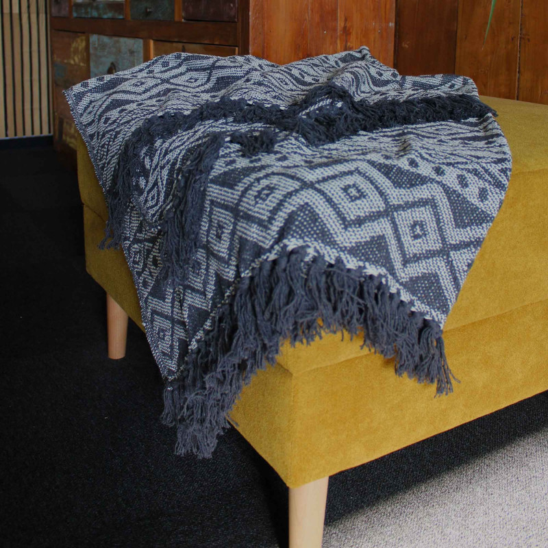 Plaids Boho Comfort - Motif géométrique gris
