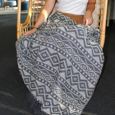 Plaids Boho Comfort - Motif géométrique gris
