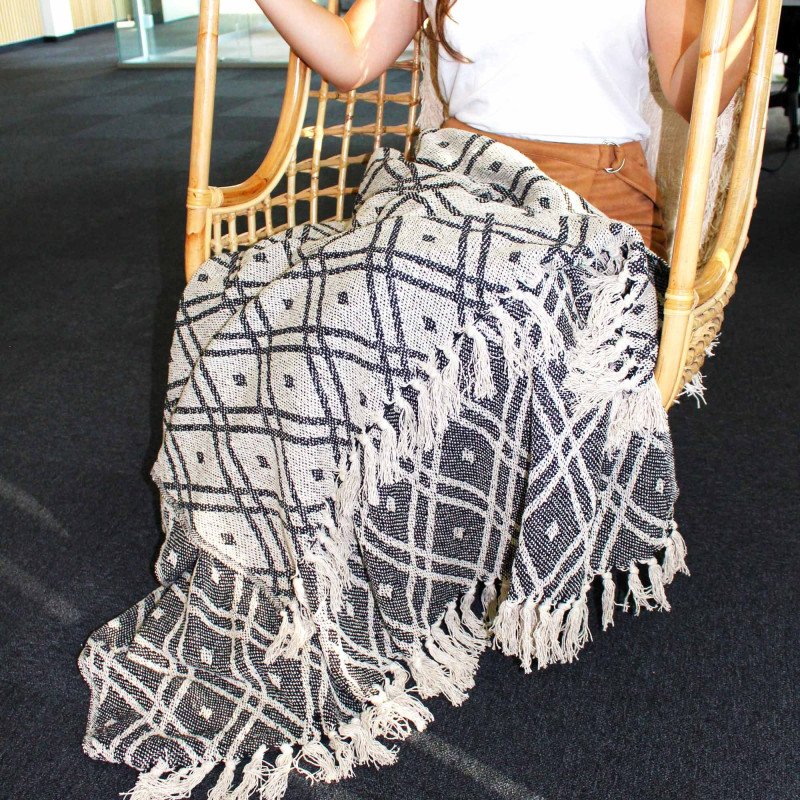 Plaids Boho Comfort - Noir et Beige Regency