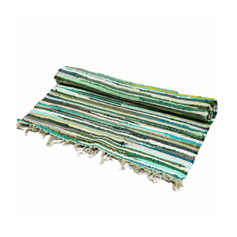 Petit tapis en chiffon - 50 x 90 cm - Qualité premium - Vert naturel
