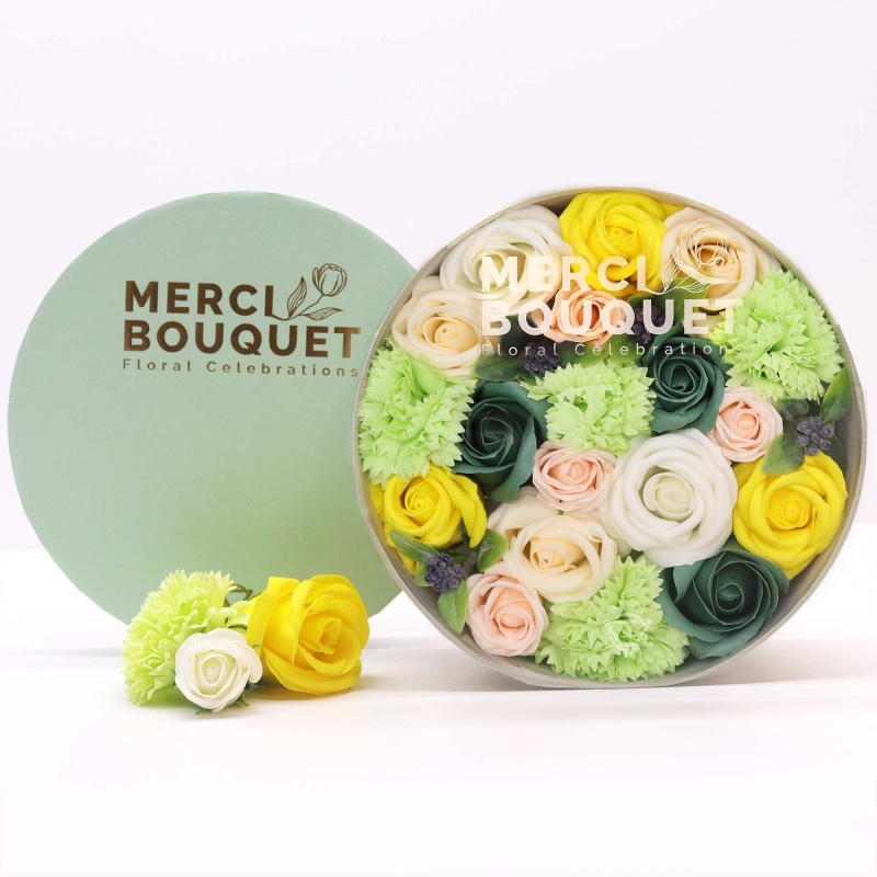 Boîte ronde - Fêtes du printemps - Jaune et vert