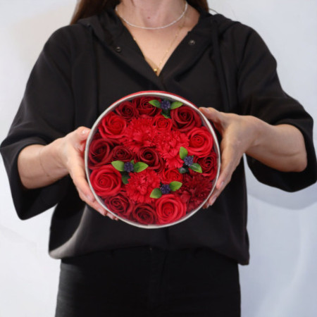 Boîte ronde - Roses rouges classiques