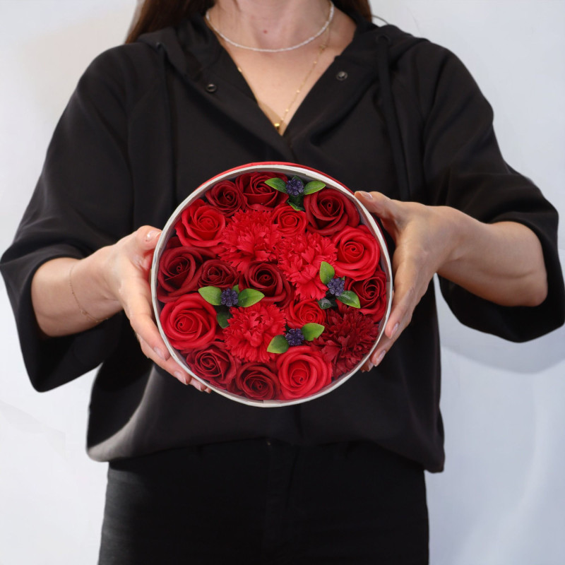 Boîte ronde - Roses rouges classiques