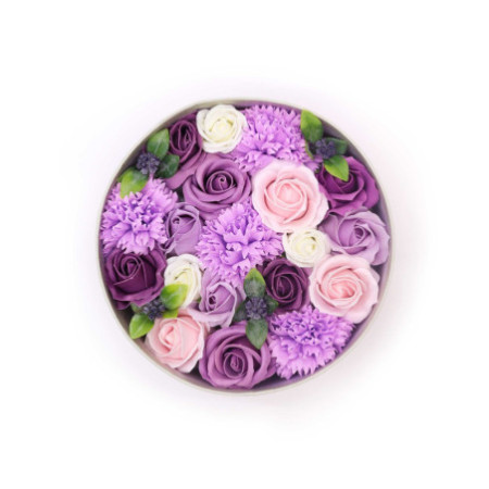 Boîte ronde - Rose lavande et œillet