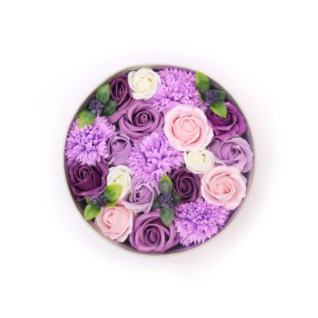 Boîte ronde - Rose lavande et œillet