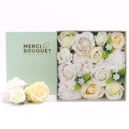 Boîte carrée - Bénédictions de mariage - Blanc et ivoire