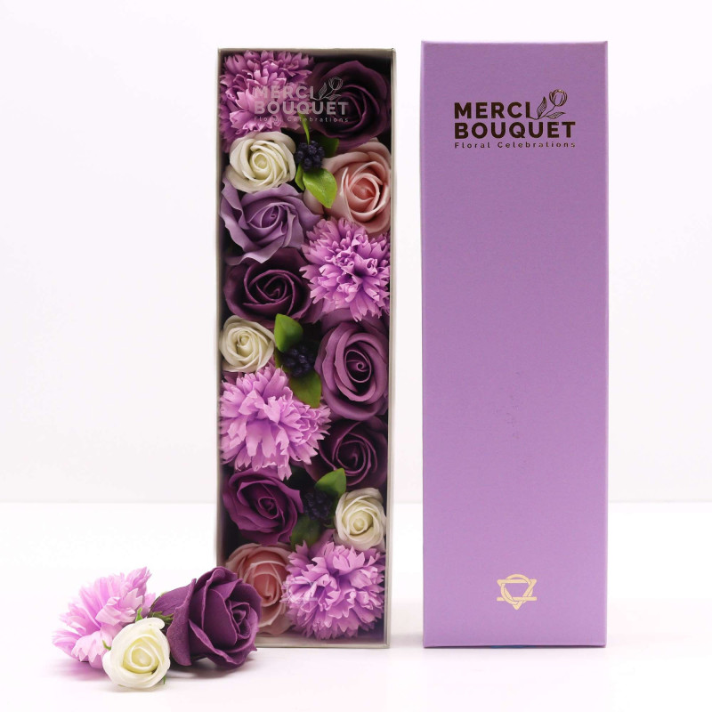 Boîte longue - Rose lavande et œillet