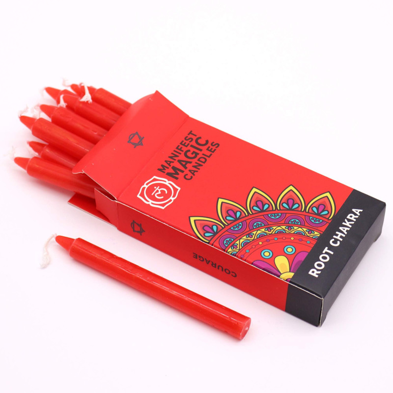 Bougies magiques Manifest (paquet de 12) - Rouge - Chakra racine