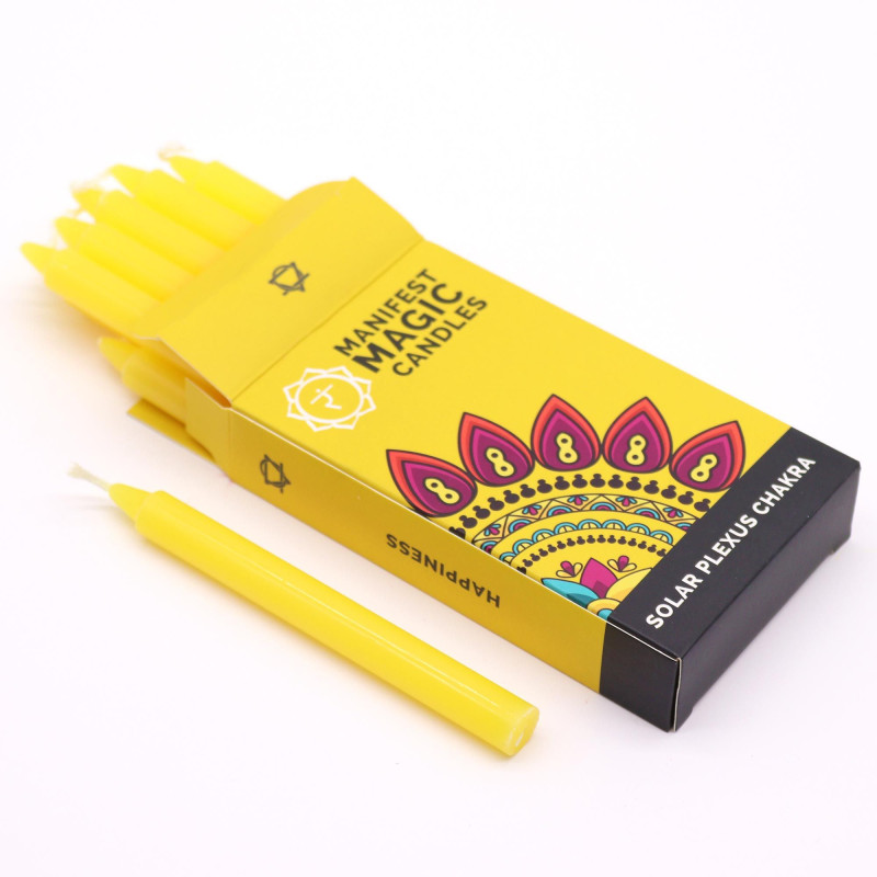 Bougies magiques Manifest (paquet de 12) - Jaune - Chakra du plexus solaire