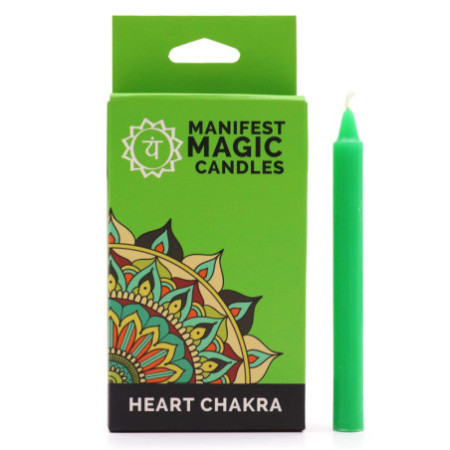 Bougies magiques Manifest (paquet de 12) - Vert - Chakra du cœur