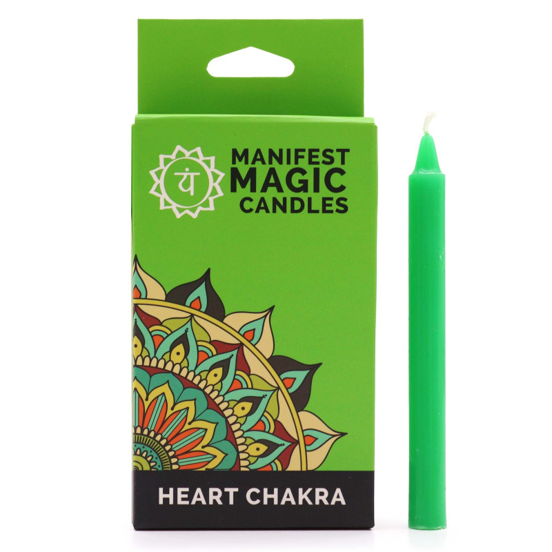 Bougies magiques Manifest (paquet de 12) - Vert - Chakra du cœur