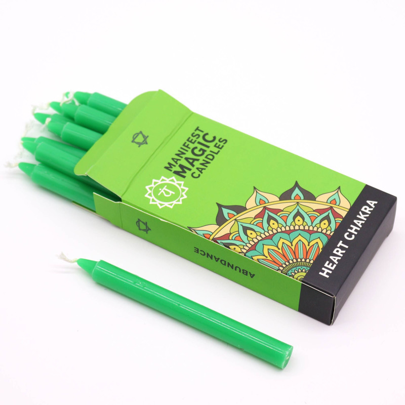 Bougies magiques Manifest (paquet de 12) - Vert - Chakra du cœur
