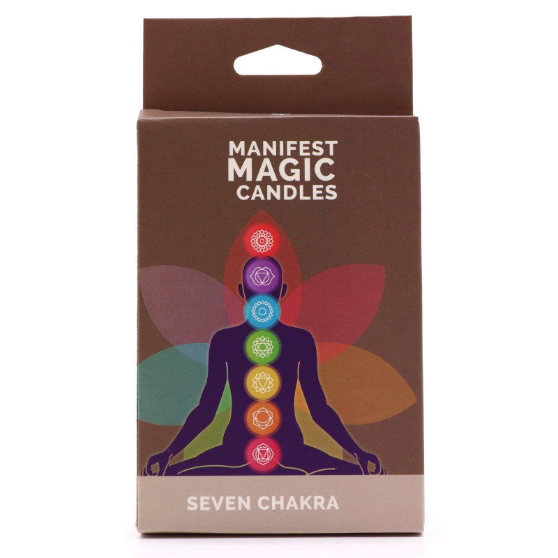 Bougies de manifestation des sept chakras (paquet de 7)