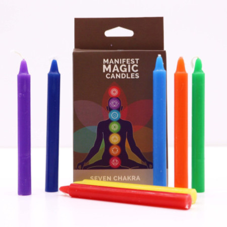 Bougies de manifestation des sept chakras (paquet de 7)