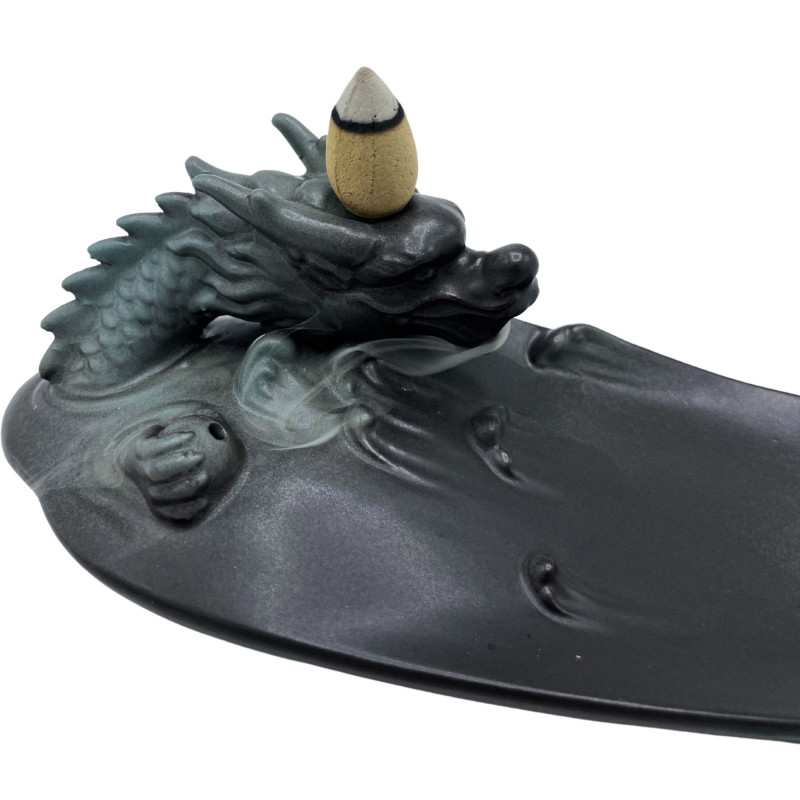 Brûleur d'encens à refoulement - Dragon dans la piscine aux détails surprenants