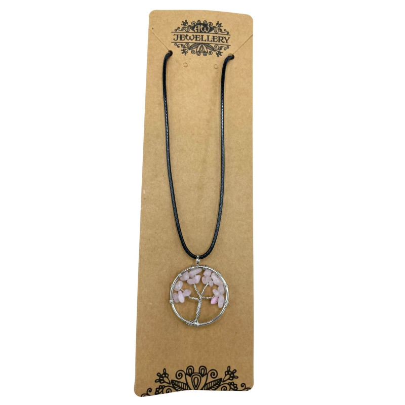 Pendentif Arbre de Vie - Quartz Rose