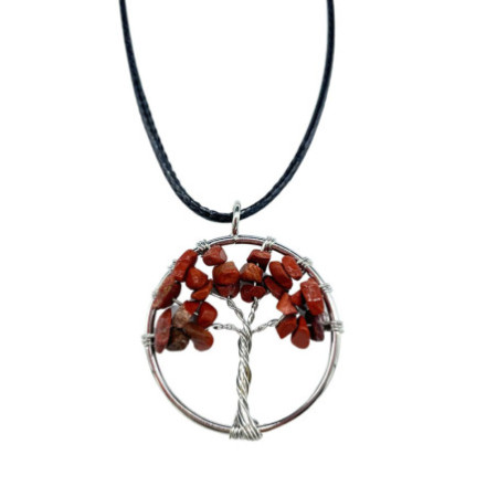 Pendentif Arbre de Vie - Jaspe Rouge