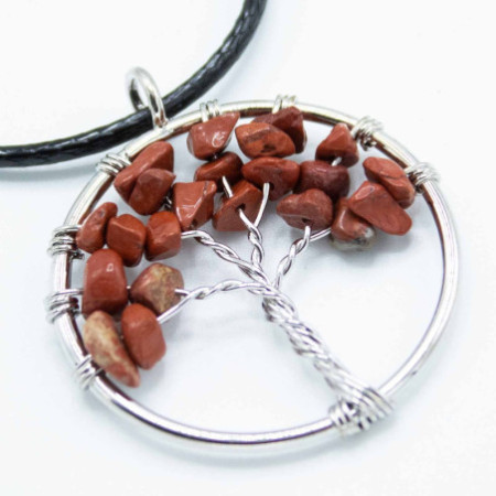 Pendentif Arbre de Vie - Jaspe Rouge