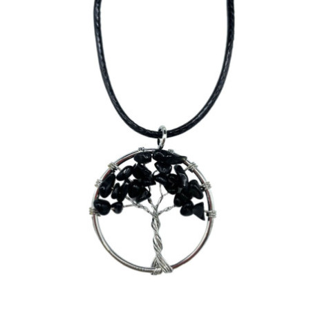 Pendentif Arbre de Vie - Agate Noire