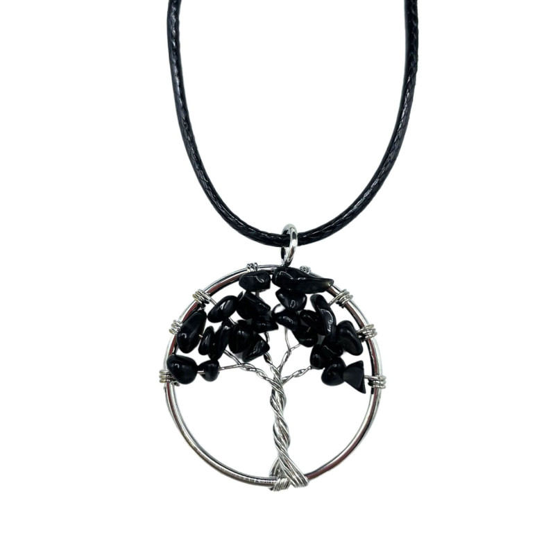 Pendentif Arbre de Vie - Agate Noire