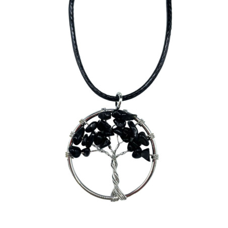 Pendentif Arbre de Vie - Agate Noire