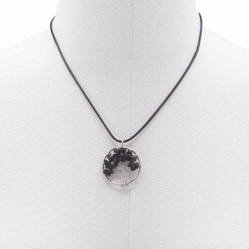 Pendentif Arbre de Vie - Agate Noire