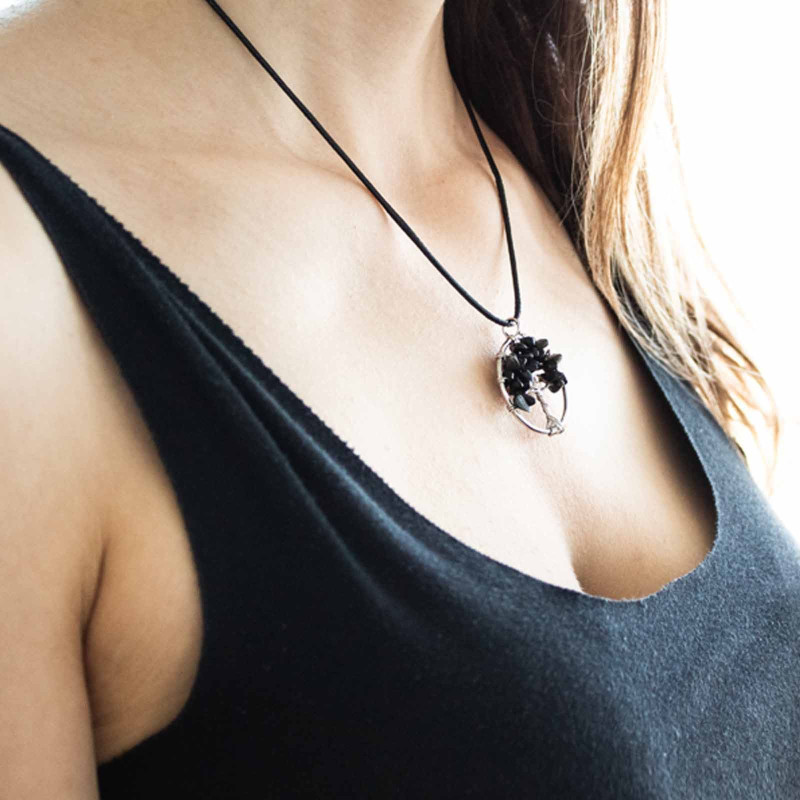 Pendentif Arbre de Vie - Agate Noire