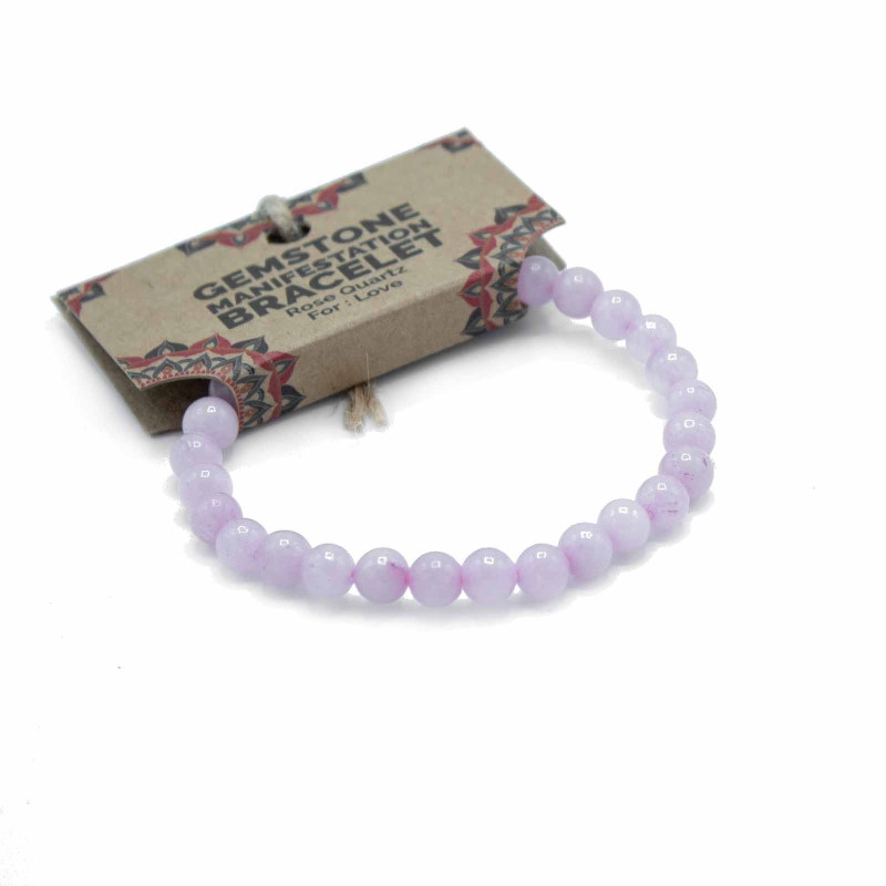 Bracelet Manifestation en Pierres Précieuses - Quartz Rose - Amour