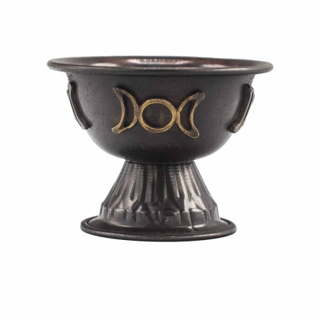 Calice rituel en cuivre antique Triple Lune 10x8cm