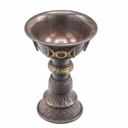 Gobelet rituel en cuivre antique avec triple lune 8x13cm