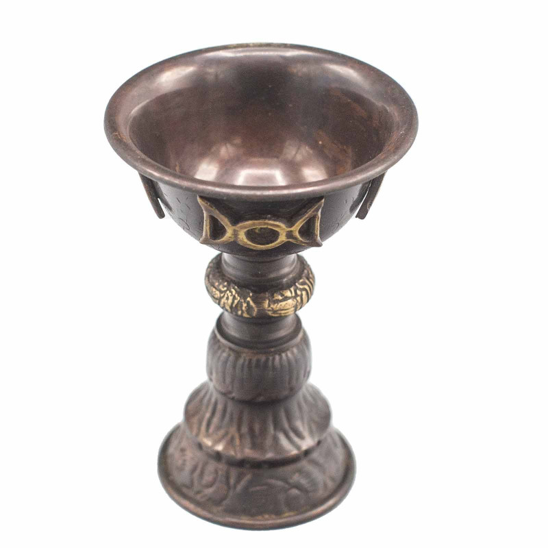 Gobelet rituel en cuivre antique avec triple lune 8x13cm