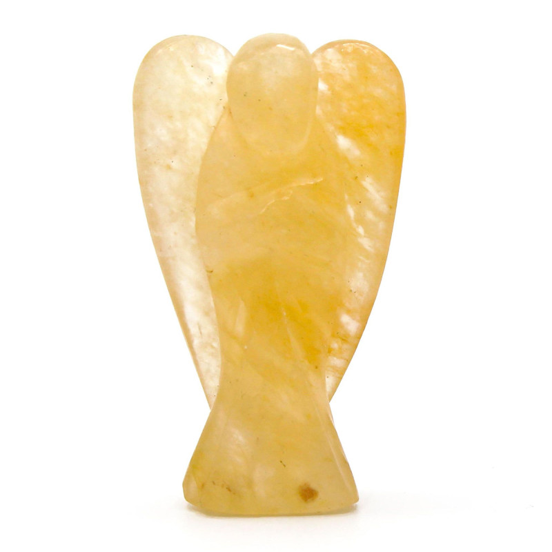 Ange en pierre précieuse sculptée à la main - Aventurine jaune