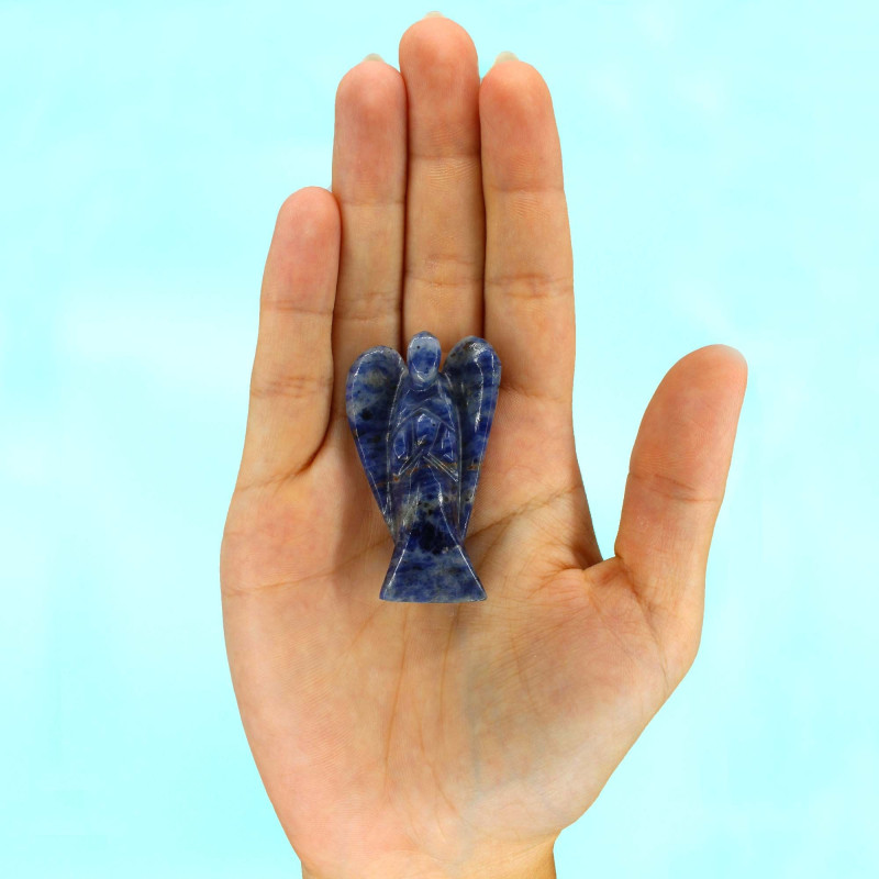 Ange en pierre précieuse sculptée à la main - Sodalite