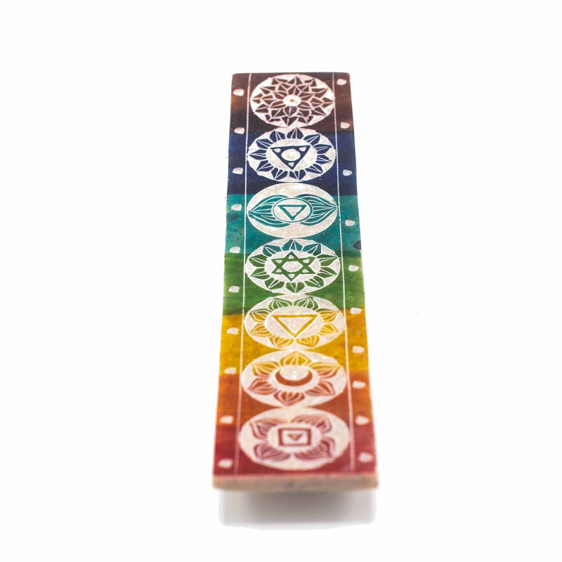 Porte-encens en stéatite Seven Chackra - 26 x 5 cm