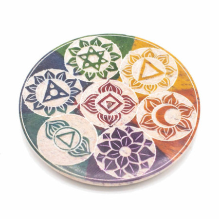 Porte-encens en pierre ollaire 10 cm - Sept chakras