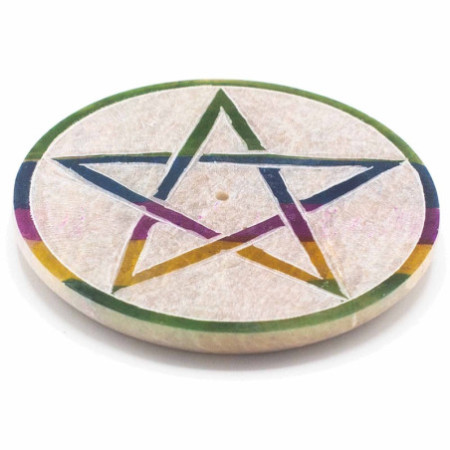 Porte-encens en forme de disque en stéatite 8 cm - Pentagone