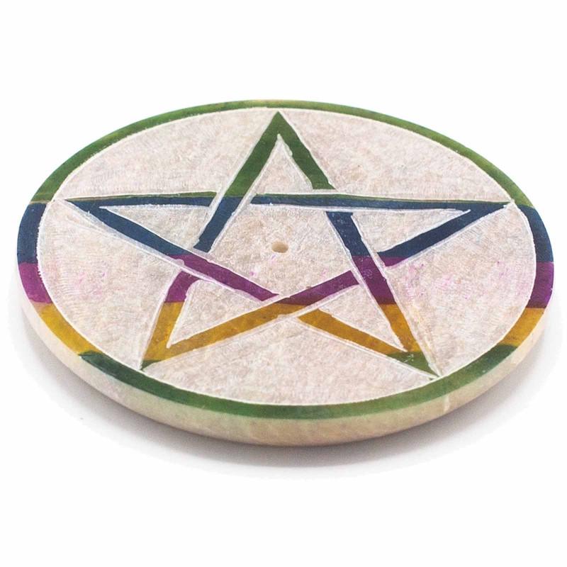 Porte-encens en forme de disque en stéatite 8 cm - Pentagone